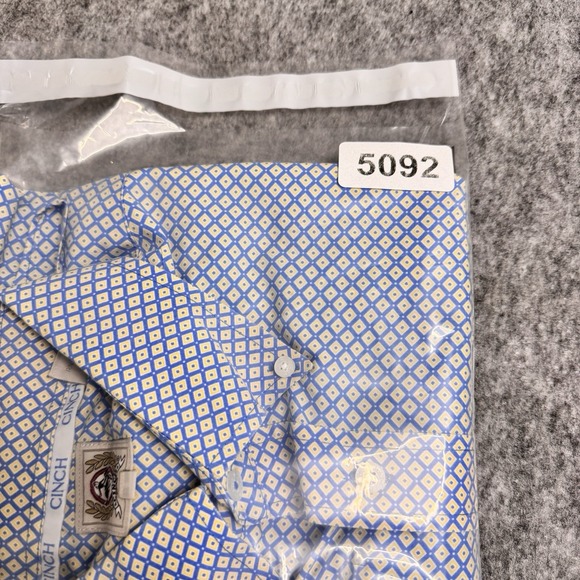 Cinch Western Shirt Mens L Blue Yellow Geo Print Button Down Rodeo Cowboy - Picture 8 of 8